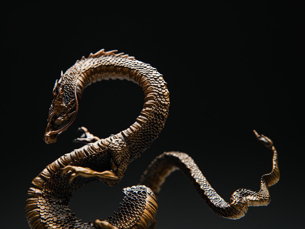 Auspicious Dragon Statue Bronze Sculpture - Feng Shui Tea Pet & Incense Holder - Mythical Chinese Dragon Home Decor - Asian Art Zen Ornament