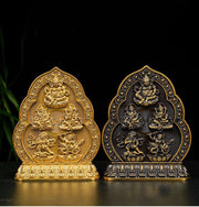 Five Wealth Gods Brass Offering Bowl Set, Buddhist Water Cups for Altar, Yellow Jambhala Puja Supplies, Zen Home Decor, Feng Shui Gift