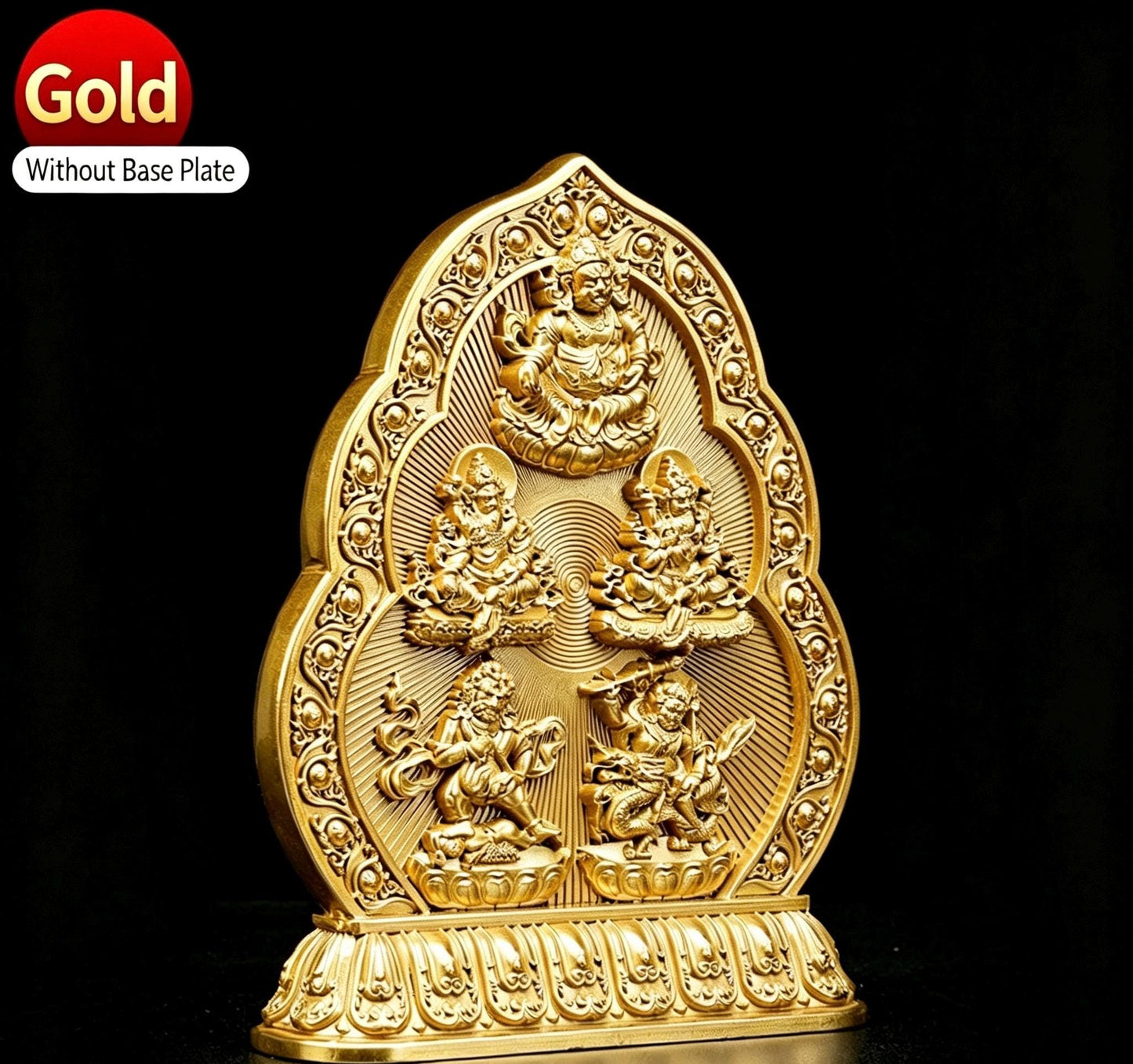 Five Wealth Gods Brass Offering Bowl Set, Buddhist Water Cups for Altar, Yellow Jambhala Puja Supplies, Zen Home Decor, Feng Shui Gift
