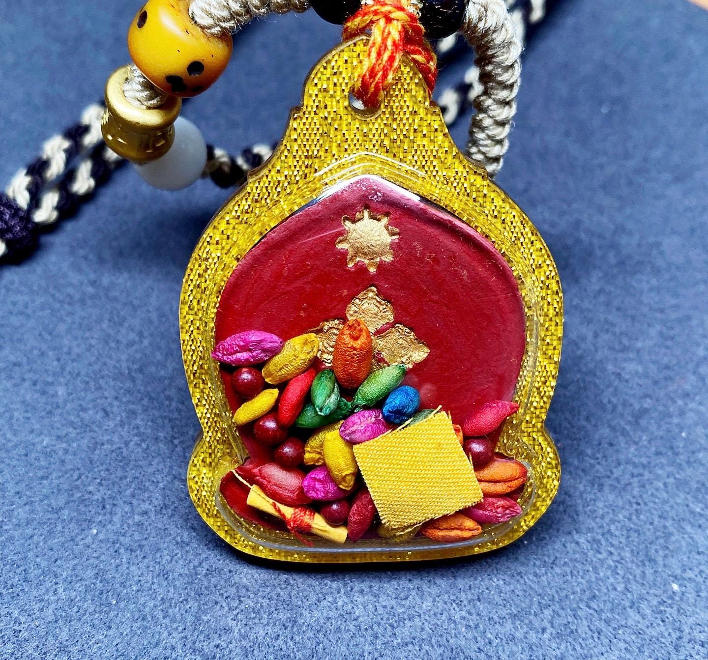 Hand-Painted Hayagriva Tsa Tsa Pendant, Mineral Pigment Tibetan Buddhist Amulet, Thangka Style Medicine Buddha Jewelry, Spiritual Protection
