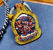 Hand-Painted Hayagriva Tsa Tsa Pendant, Mineral Pigment Tibetan Buddhist Amulet, Thangka Style Medicine Buddha Jewelry, Spiritual Protection