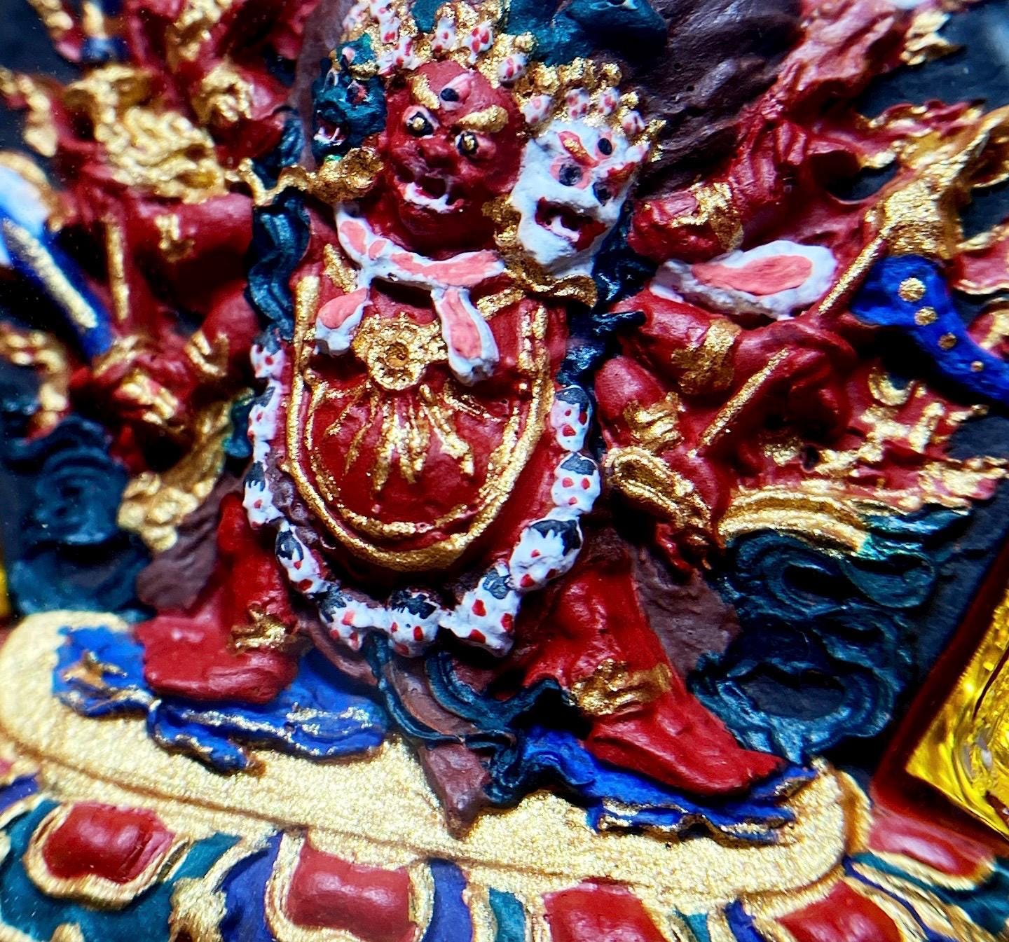 Hand-Painted Hayagriva Tsa Tsa Pendant, Mineral Pigment Tibetan Buddhist Amulet, Thangka Style Medicine Buddha Jewelry, Spiritual Protection