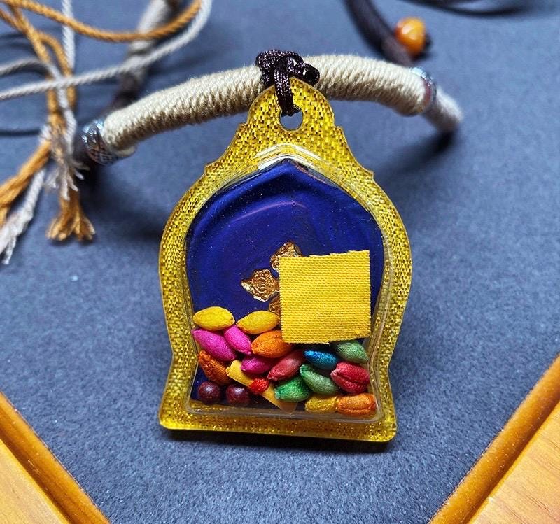 Tibetan Yamantaka Mini Thangka Pendant, Hand-painted Mineral Pigment Tsatsa, Vajrabhairava Buddhist Amulet Necklace, Sacred Himalayan Art