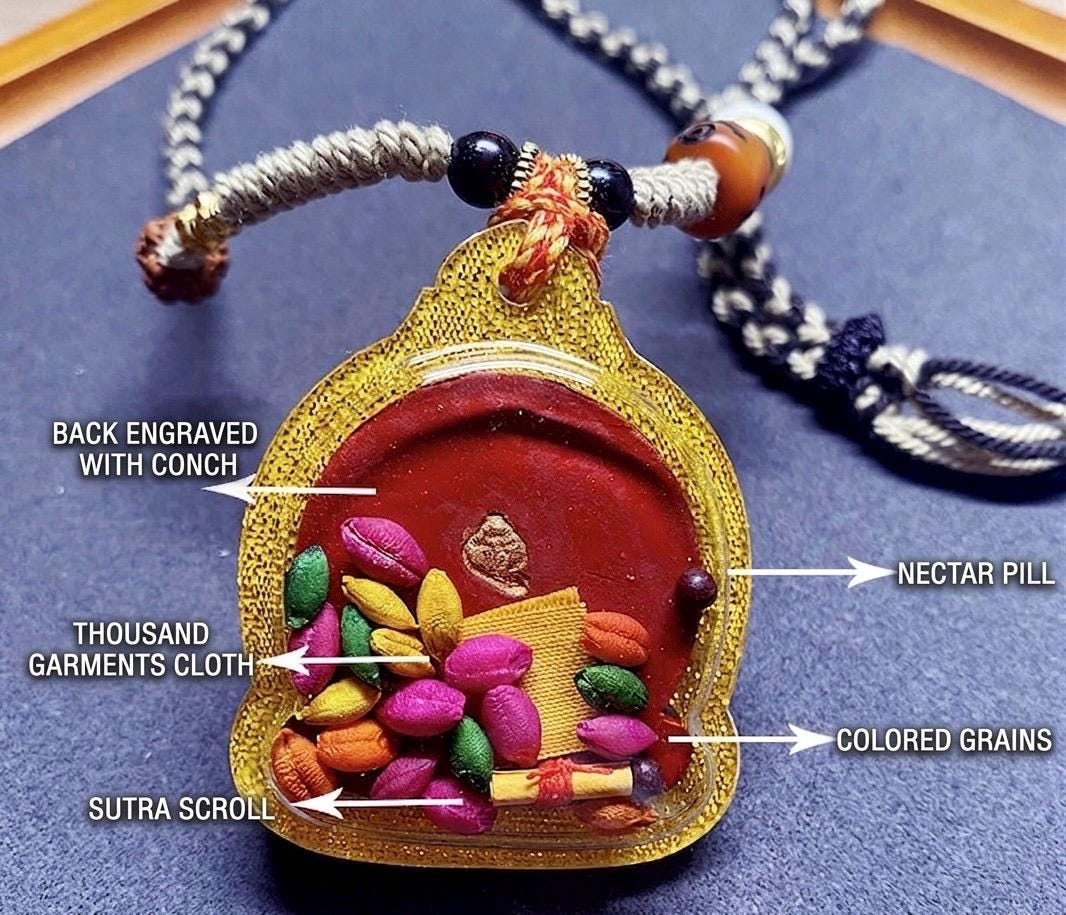 Hand Painted Mineral Pigment Vaisravana Tsa Tsa Pendant, Tibetan Buddhist Jewelry, Wealth God Necklace, Thangka Style Amulet, Spiritual Gift