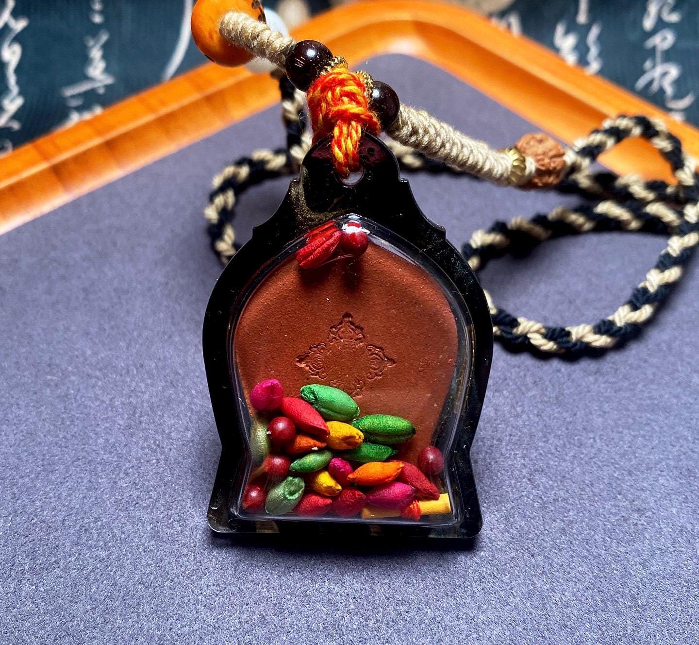 Yamantaka Vajrabhairava Tsa Tsa Pendant, Tibetan Buddhist Clay Statue Necklace, Handmade Vajra Gau Box Amulet, Himalayan Meditation Jewelry