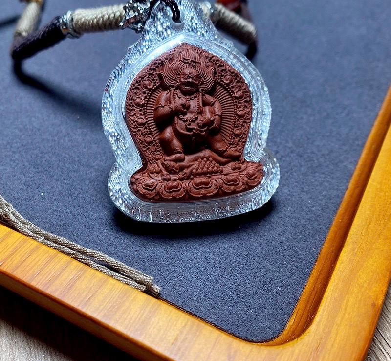 Black Jambhala Medicine Tsa Tsa Pendant, Tibetan Buddhism Gau Box Necklace, Mini Thangka Amulet, Kubera God of Wealth, Spiritual Monk Gift