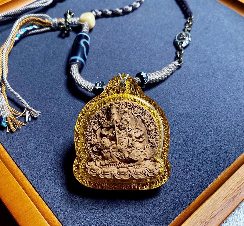 Tibetan Jambhala Medicine Tsatsa Pendant,Handmade Gau Box Necklace,Thangka Buddhist Amulet,Sacred Himalayan Art Jewelry,Gift for Him