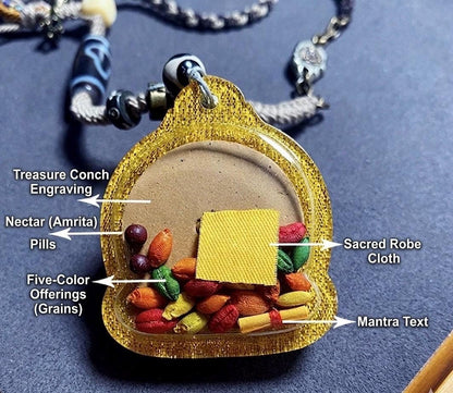 Tibetan Jambhala Medicine Tsatsa Pendant,Handmade Gau Box Necklace,Thangka Buddhist Amulet,Sacred Himalayan Art Jewelry,Gift for Him