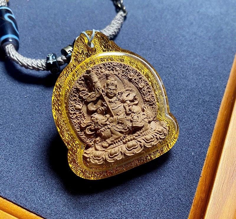 Tibetan Jambhala Medicine Tsatsa Pendant,Handmade Gau Box Necklace,Thangka Buddhist Amulet,Sacred Himalayan Art Jewelry,Gift for Him
