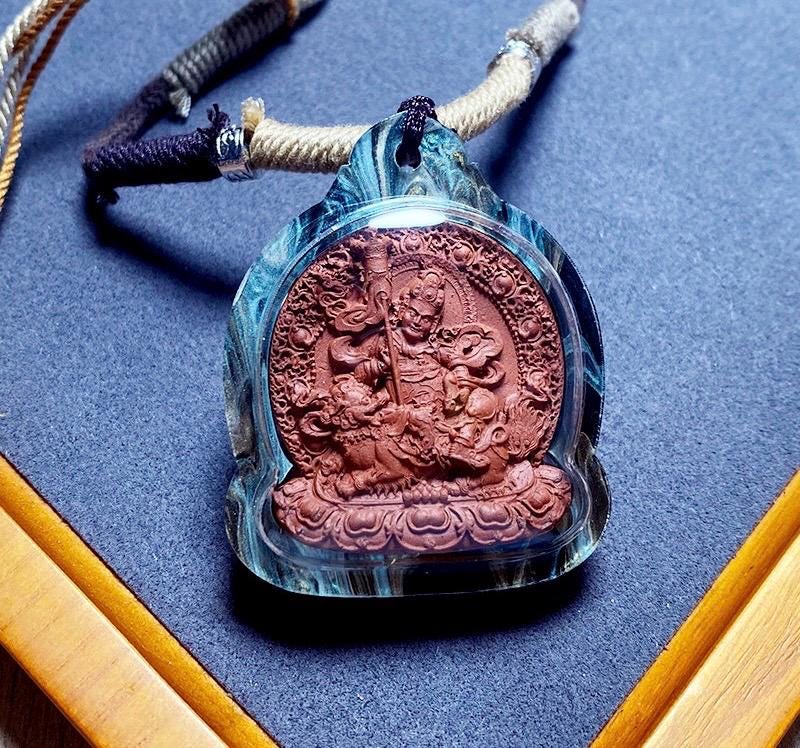 Tibetan Jambhala Medicine Tsatsa Pendant,Handmade Gau Box Necklace,Thangka Buddhist Amulet,Sacred Himalayan Art Jewelry,Gift for Him