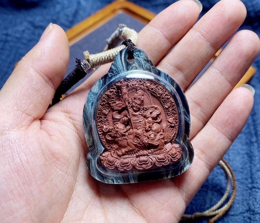 Tibetan Jambhala Medicine Tsatsa Pendant,Handmade Gau Box Necklace,Thangka Buddhist Amulet,Sacred Himalayan Art Jewelry,Gift for Him