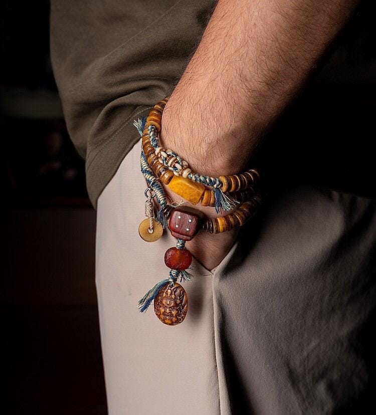 Tibetan Yak Bone Mala 108 Prayer Beads Antique Buddhist Rosary Vintage Yak Bone Bracelet Meditation Mala Healing Spirit Beads Boho