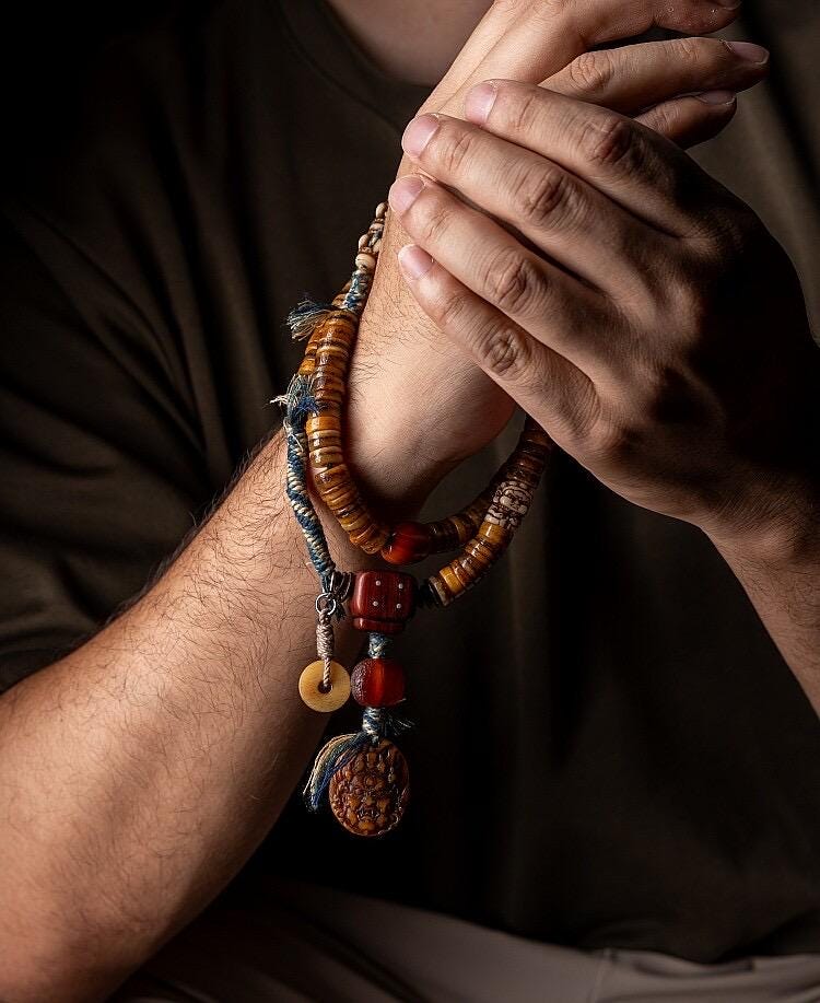Tibetan Yak Bone Mala 108 Prayer Beads Antique Buddhist Rosary Vintage Yak Bone Bracelet Meditation Mala Healing Spirit Beads Boho