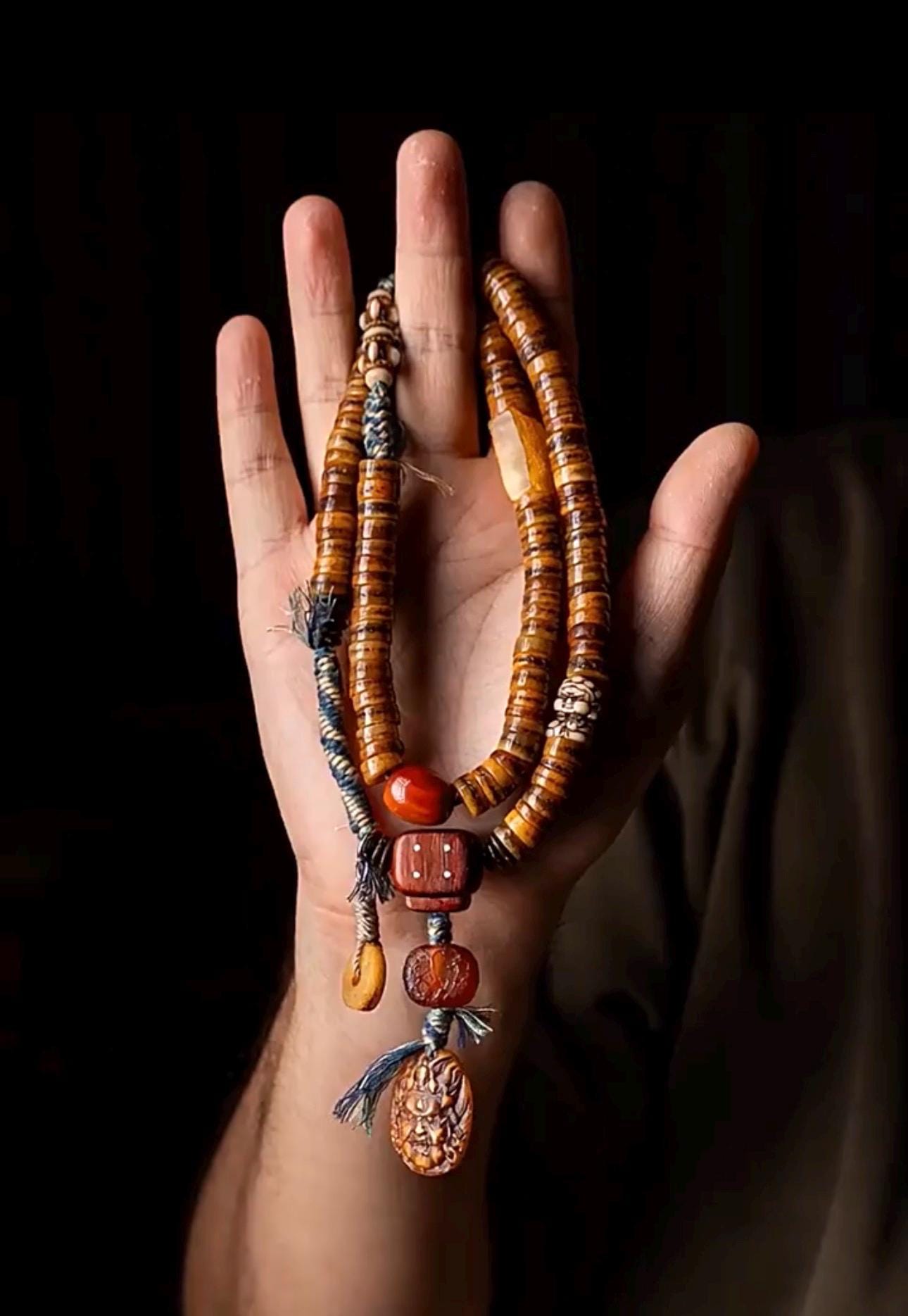 Tibetan Yak Bone Mala 108 Prayer Beads Antique Buddhist Rosary Vintage Yak Bone Bracelet Meditation Mala Healing Spirit Beads Boho