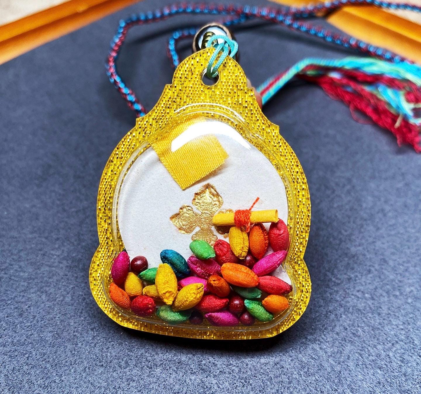 Green Tara Tibetan Tsa Tsa Pendant, Hand-Painted Incense Ash Amulet, Buddhist Spiritual Necklace, Thangka Style Jewelry, Protection Gift