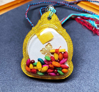 Green Tara Tibetan Tsa Tsa Pendant, Hand-Painted Incense Ash Amulet, Buddhist Spiritual Necklace, Thangka Style Jewelry, Protection Gift
