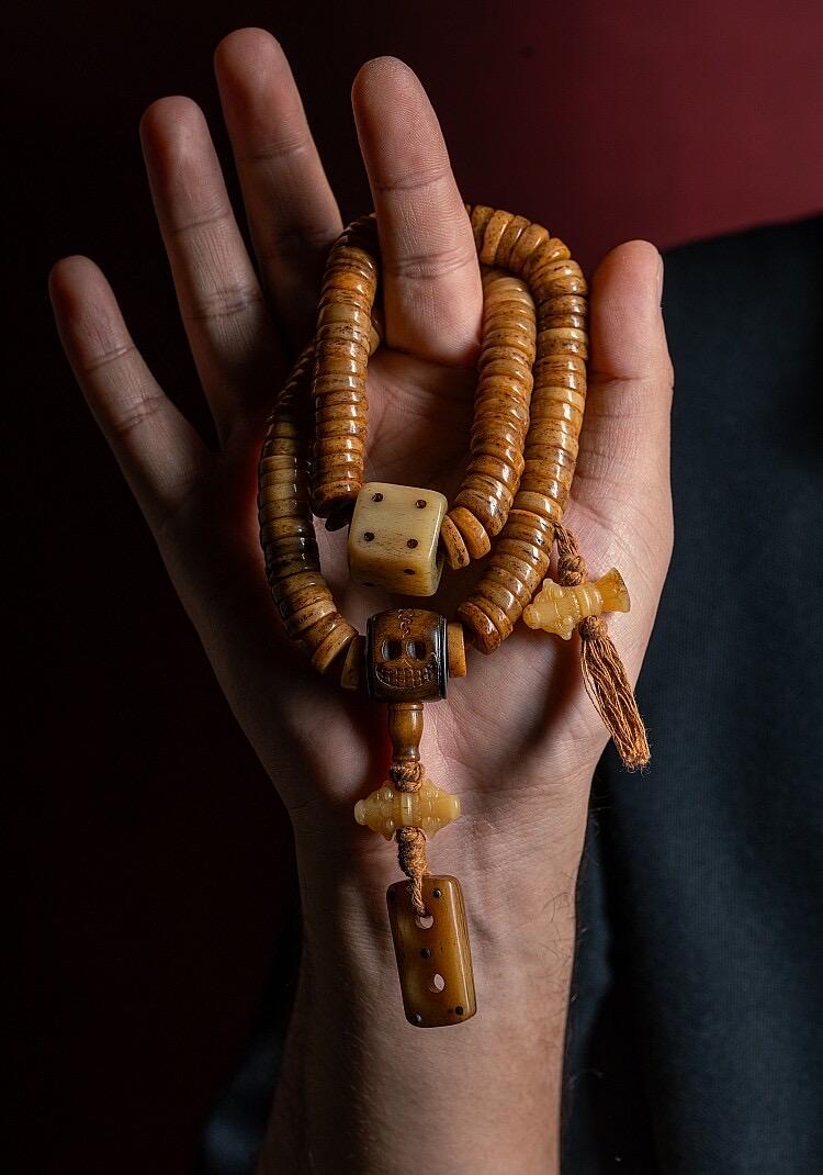 Tibetan Yak Bone Mala 108 Prayer Beads Antique Buddhist Rosary Vintage Yak Bone Bracelet Meditation Mala Healing Spirit Beads Boho