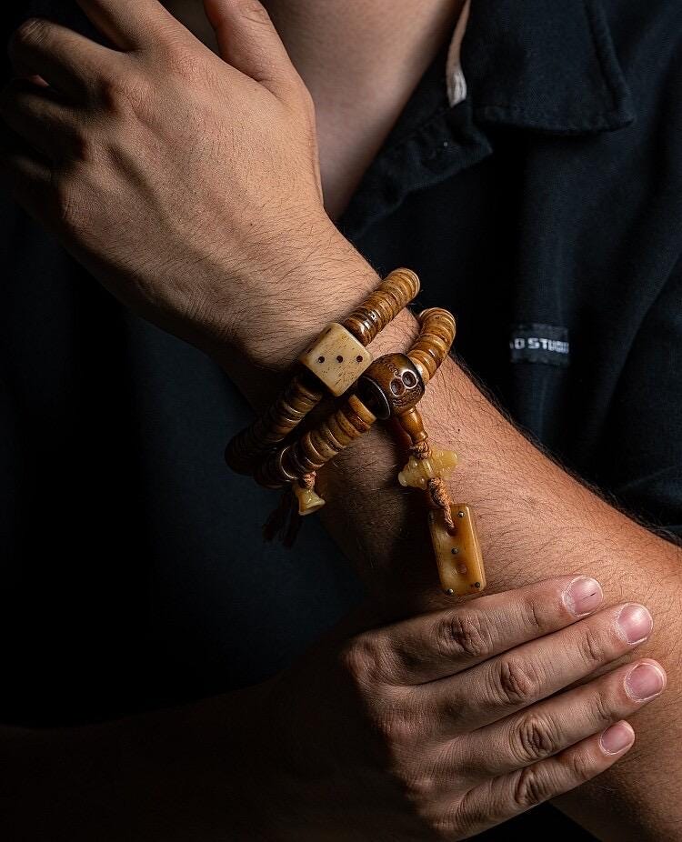 Tibetan Yak Bone Mala 108 Prayer Beads Antique Buddhist Rosary Vintage Yak Bone Bracelet Meditation Mala Healing Spirit Beads Boho