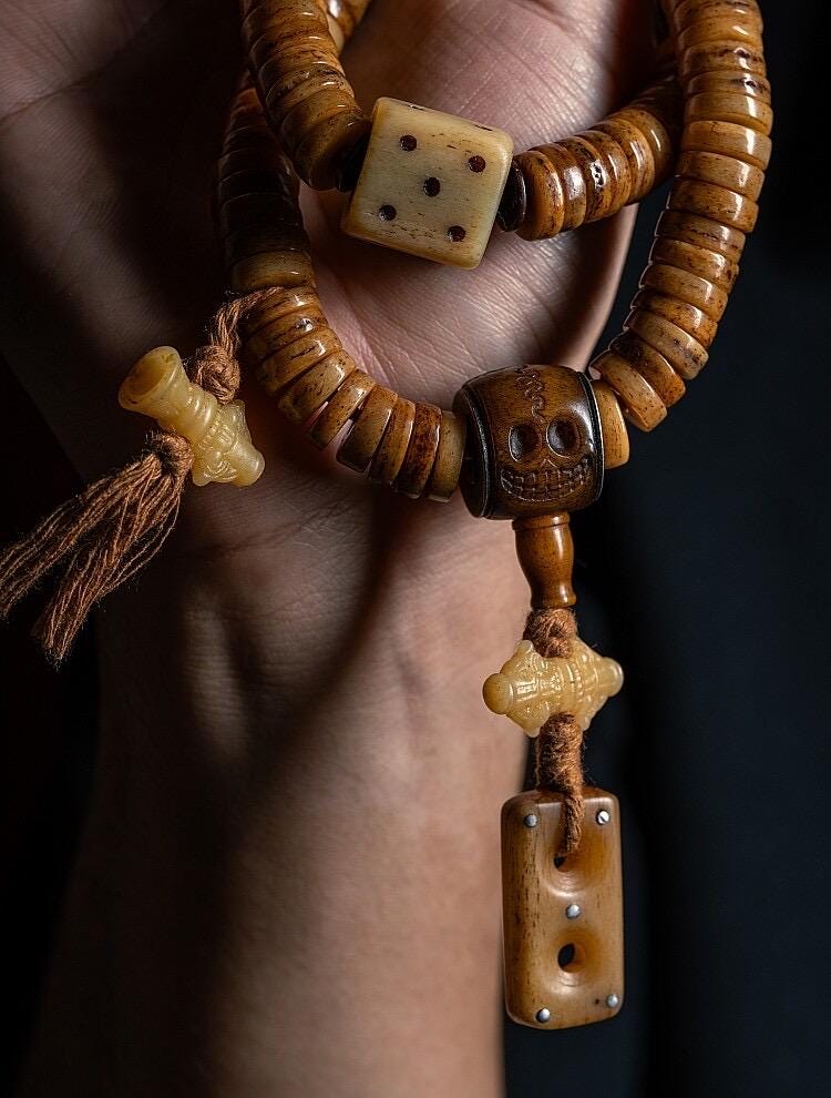 Tibetan Yak Bone Mala 108 Prayer Beads Antique Buddhist Rosary Vintage Yak Bone Bracelet Meditation Mala Healing Spirit Beads Boho