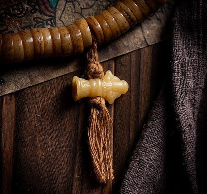 Tibetan Yak Bone Mala 108 Prayer Beads Antique Buddhist Rosary Vintage Yak Bone Bracelet Meditation Mala Healing Spirit Beads Boho