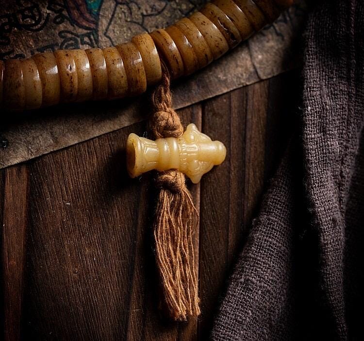 Tibetan Yak Bone Mala 108 Prayer Beads Antique Buddhist Rosary Vintage Yak Bone Bracelet Meditation Mala Healing Spirit Beads Boho
