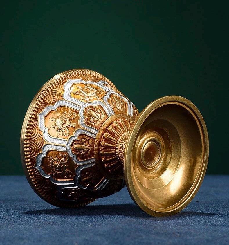 Pure Brass Offering Bowl for Altar, Buddhist Ritual Water Cup, Zen Meditation Tabletop Decor, Sacred Water Vessel for Buddha Guan Yin Wealth