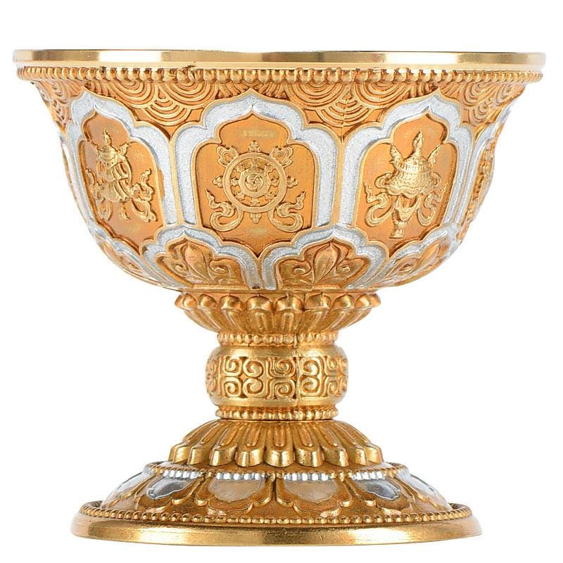 Pure Brass Offering Bowl for Altar, Buddhist Ritual Water Cup, Zen Meditation Tabletop Decor, Sacred Water Vessel for Buddha Guan Yin Wealth