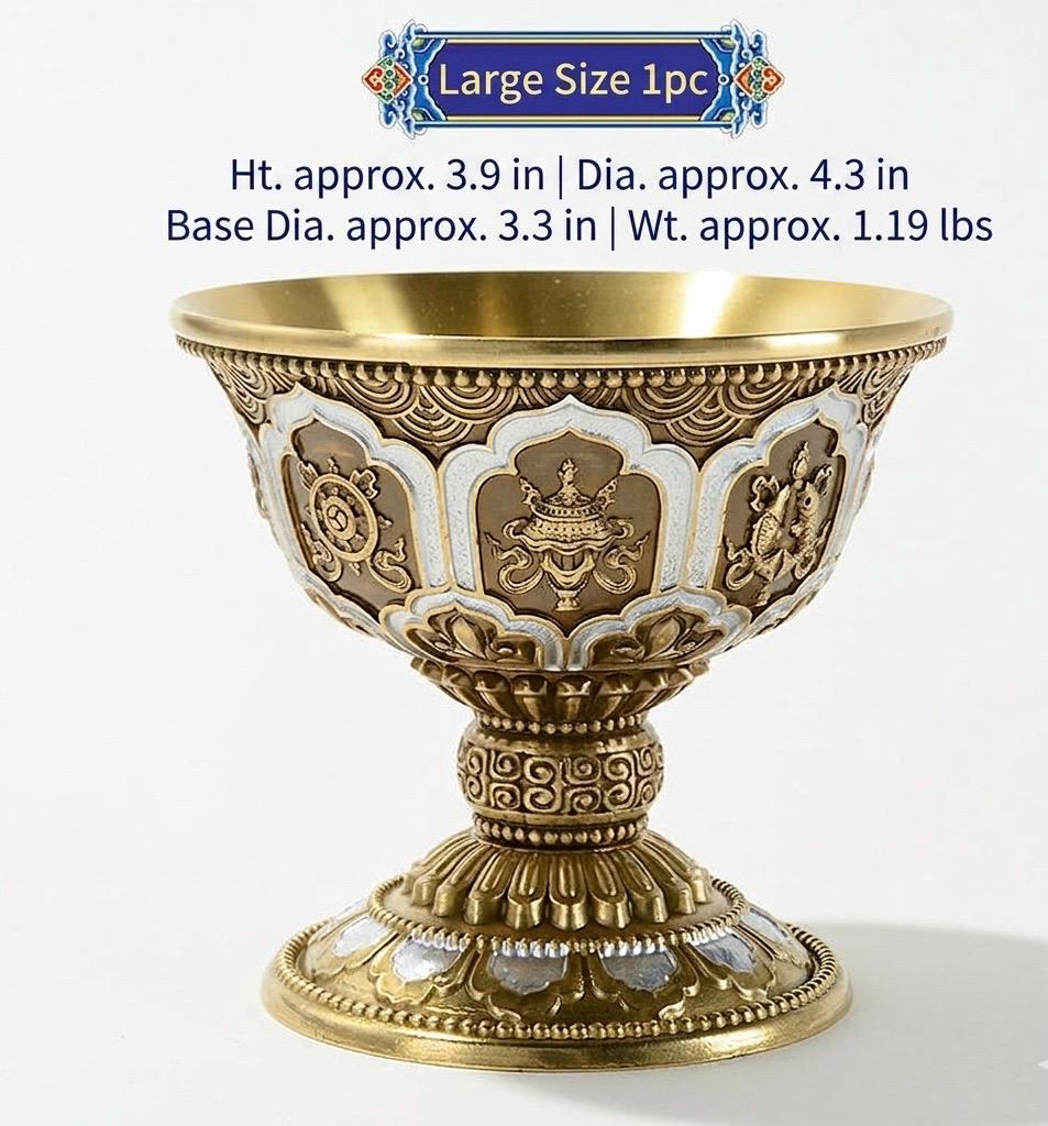 Pure Brass Offering Bowl for Altar, Buddhist Ritual Water Cup, Zen Meditation Tabletop Decor, Sacred Water Vessel for Buddha Guan Yin Wealth