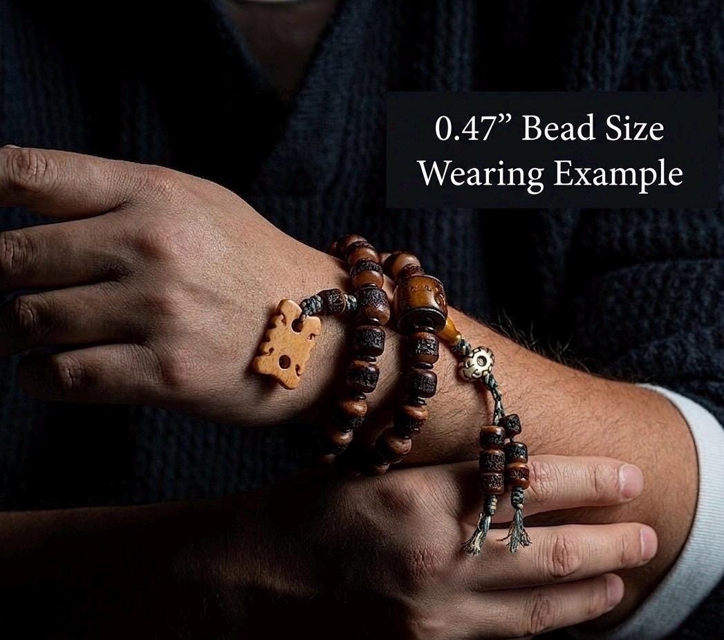 Genuine Tibetan Yak Bone Mala Bracelet for Men, Vintage Double Loop Bead Bracelet, Buddhist Prayer Beads, Unique Gift for Him