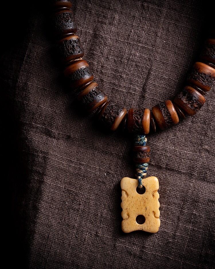 Genuine Tibetan Yak Bone Mala Bracelet for Men, Vintage Double Loop Bead Bracelet, Buddhist Prayer Beads, Unique Gift for Him