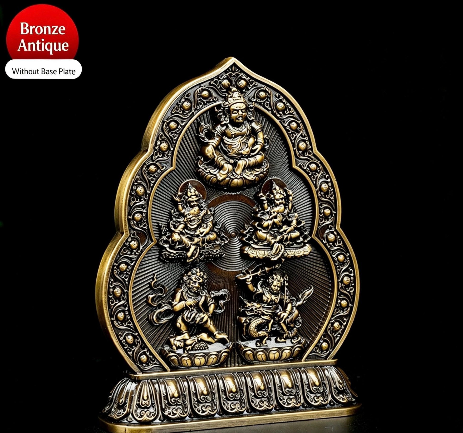 Five Wealth Gods Brass Offering Bowl Set, Buddhist Water Cups for Altar, Yellow Jambhala Puja Supplies, Zen Home Decor, Feng Shui Gift