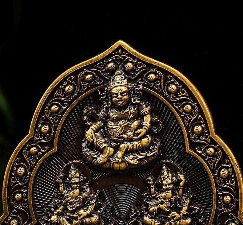 Five Wealth Gods Brass Offering Bowl Set, Buddhist Water Cups for Altar, Yellow Jambhala Puja Supplies, Zen Home Decor, Feng Shui Gift