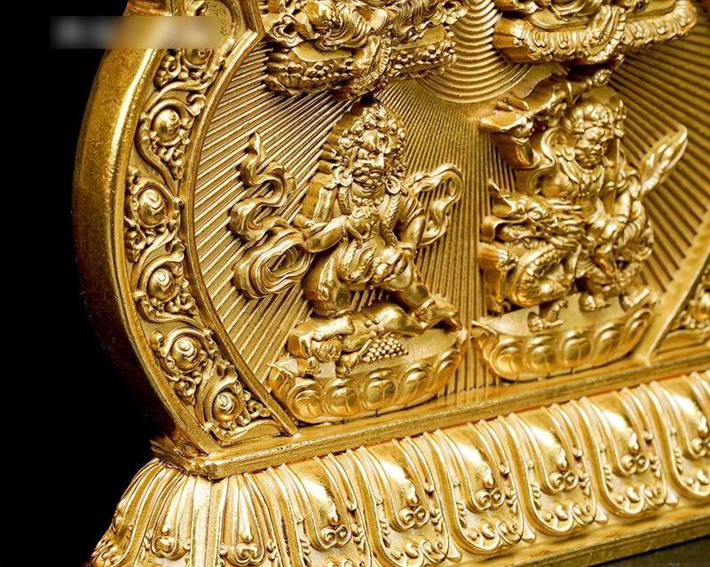 Five Wealth Gods Brass Offering Bowl Set, Buddhist Water Cups for Altar, Yellow Jambhala Puja Supplies, Zen Home Decor, Feng Shui Gift
