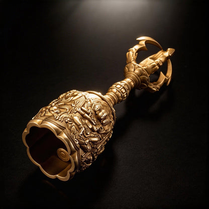 Tang Dynasty Vajra Bell, Museum Replica Nara National Museum, Four Heavenly Kings Brass Ghanta, Buddhist Meditation Sound Healing Ritual