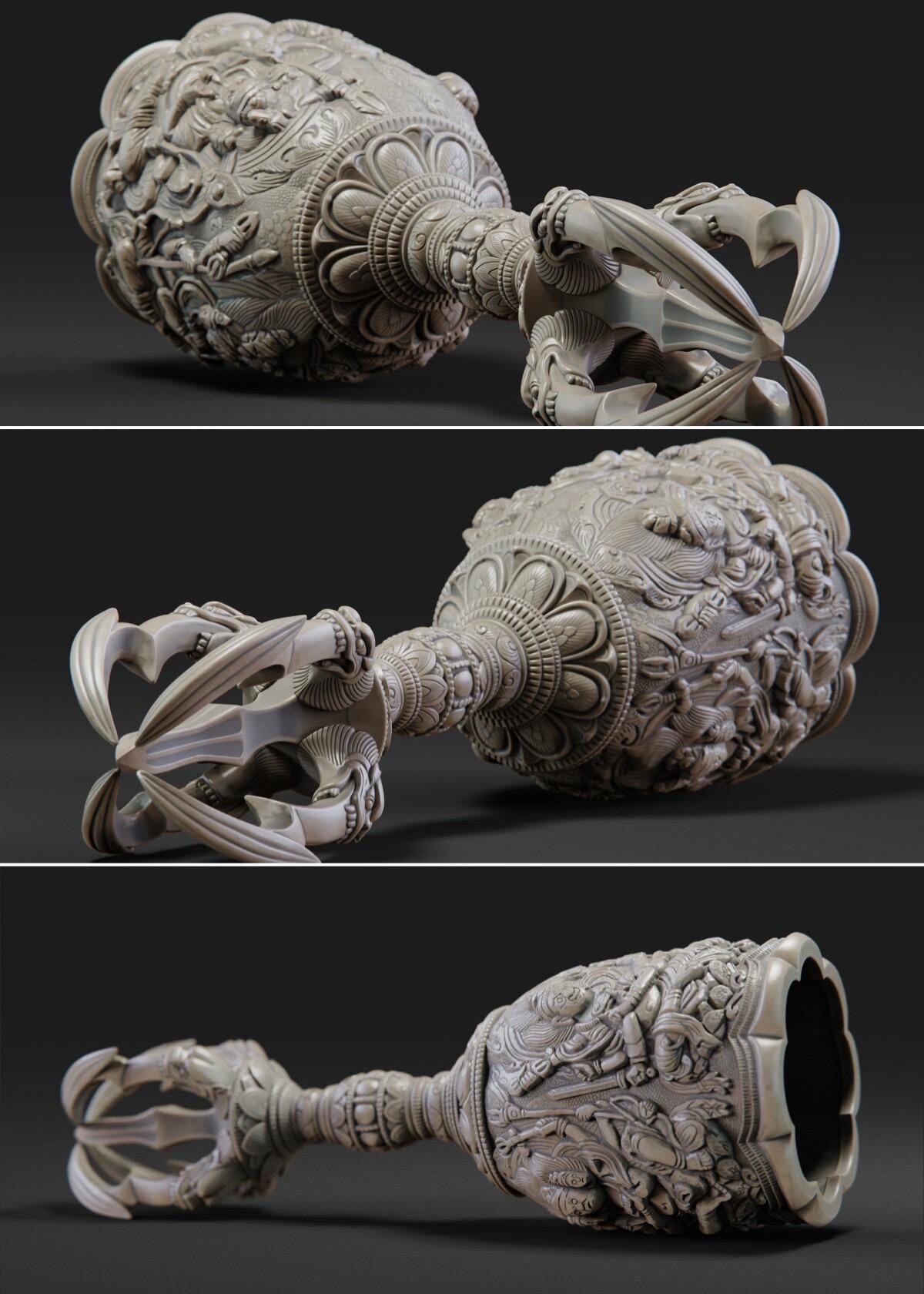 Tang Dynasty Vajra Bell, Museum Replica Nara National Museum, Four Heavenly Kings Brass Ghanta, Buddhist Meditation Sound Healing Ritual