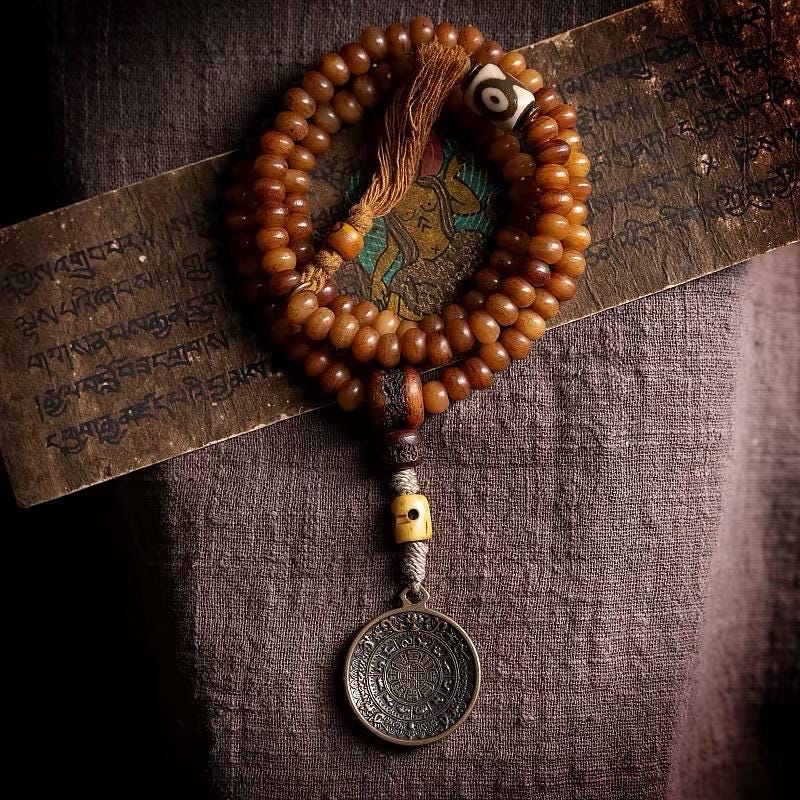 Yak Bone Mala Bracelet, 108 Prayer Beads Necklace, Tibetan Buddhist Gift
