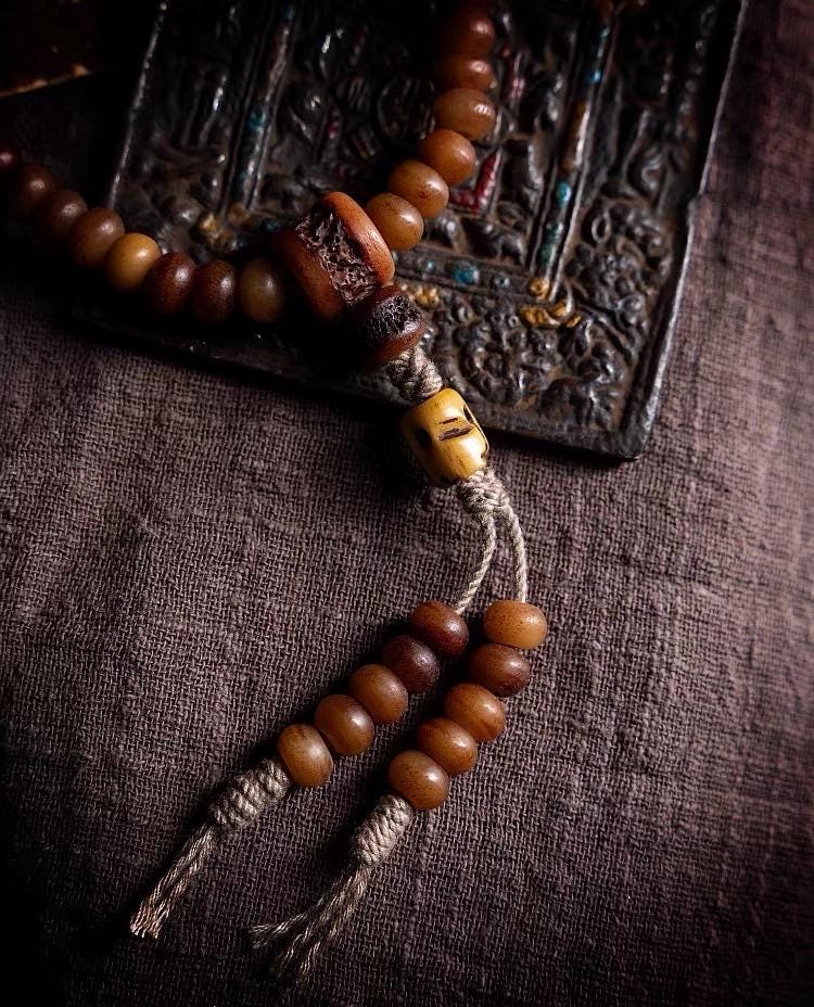 Yak Bone Mala Bracelet, 108 Prayer Beads Necklace, Tibetan Buddhist Gift