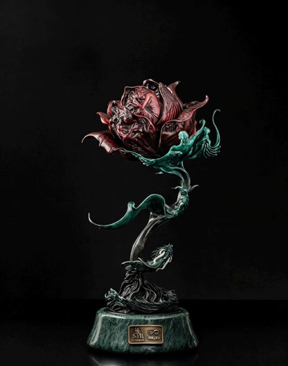 Antique Bronze & 925 Sterling Silver Rose Incense Burner, Luxury Rose Sculpture Home Decor, Aesthetic Incense Cone Holder, Gift for Her