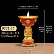 LED Electric Ghee Lamp Rechargeable Buddhist Butter Candle Holder Ashtamangala Puja Decorative Light Zen Lotus Alter Altar Shrine Supply