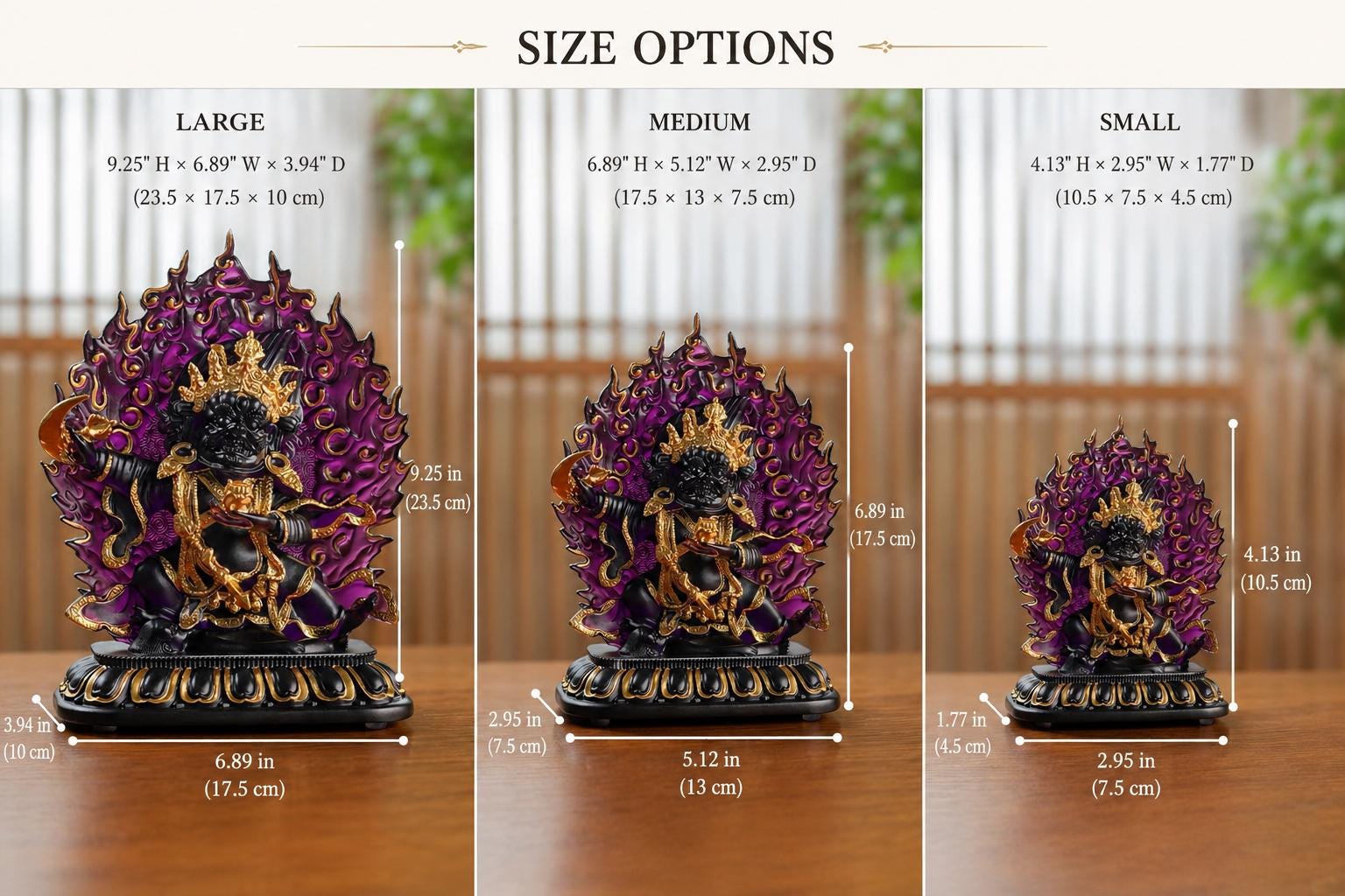 Ancient Glass Two-Armed Mahakala Dharma Protector, Traditional Liuli Art, Home Altar Sacred Décor