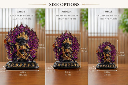 Ancient Glass Two-Armed Mahakala Dharma Protector, Traditional Liuli Art, Home Altar Sacred Décor