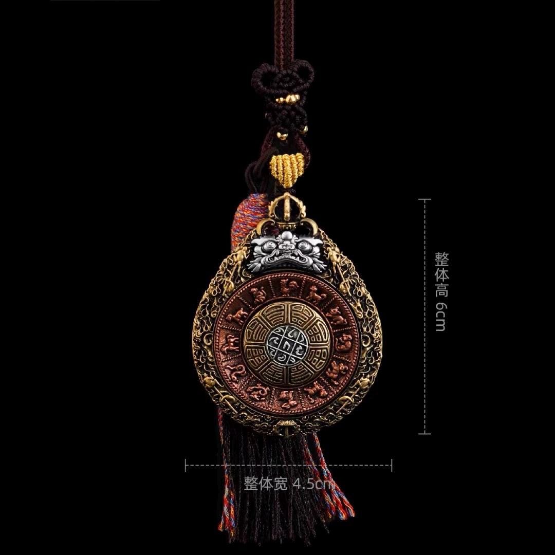 Tibetan Rotating Bagua Pendant, Nine Palace Eight Trigrams Amulet, Brass Copper Silver Protection Talisman, Feng Shui Lucky Charm Necklace