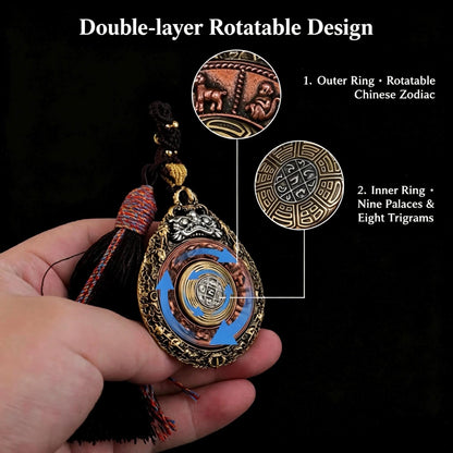 Tibetan Rotating Bagua Pendant, Nine Palace Eight Trigrams Amulet, Brass Copper Silver Protection Talisman, Feng Shui Lucky Charm Necklace