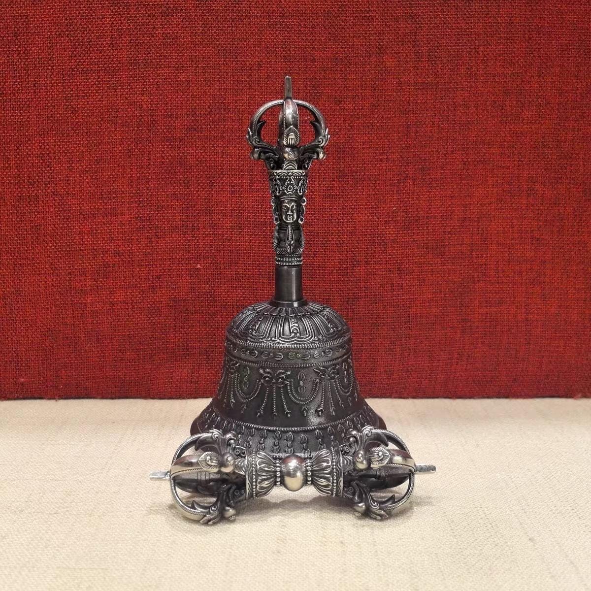 Handcrafted Brass Tibetan Bell and Dorje Set: Buddhist Meditation Set