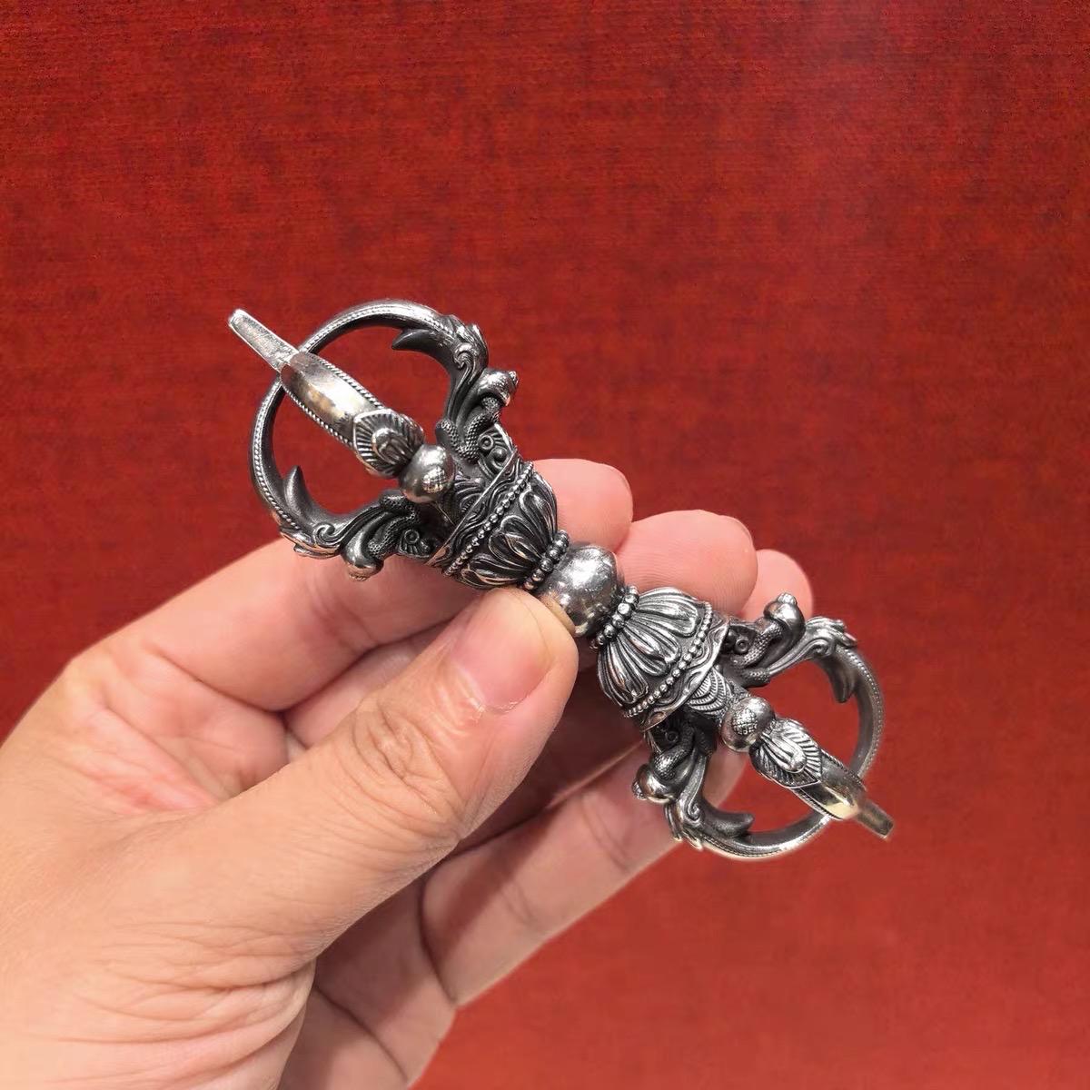 Handcrafted Brass Tibetan Bell and Dorje Set: Buddhist Meditation Set