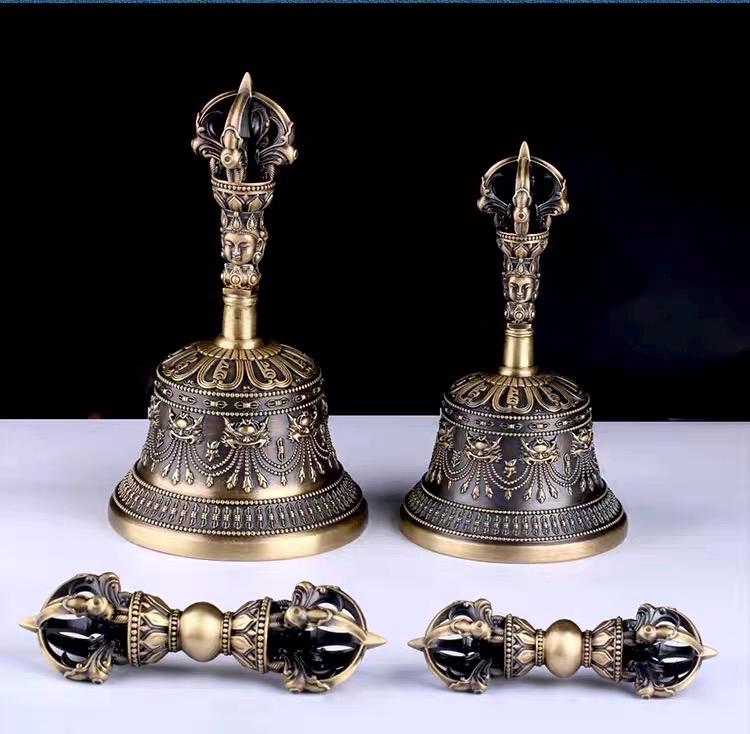 Handcrafted Tibetan Vajra Bell & Dorje Set | Brass Buddhist Ritual Bell | Meditation Altar Tool | Vajrayana Practice Instrument