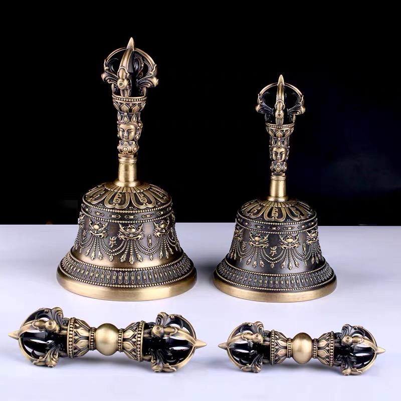 Handcrafted Tibetan Vajra Bell & Dorje Set | Brass Buddhist Ritual Bell | Meditation Altar Tool | Vajrayana Practice Instrument