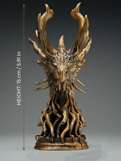 Bronze Precision Crafted Forest Dragon Figurine, Mythical Dragon Statue Model, Fantasy Creature Art Toy Doll, Desk Paperweight, Pocket Hand