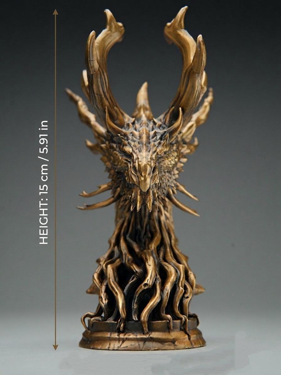 Bronze Precision Crafted Forest Dragon Figurine, Mythical Dragon Statue Model, Fantasy Creature Art Toy Doll, Desk Paperweight, Pocket Hand