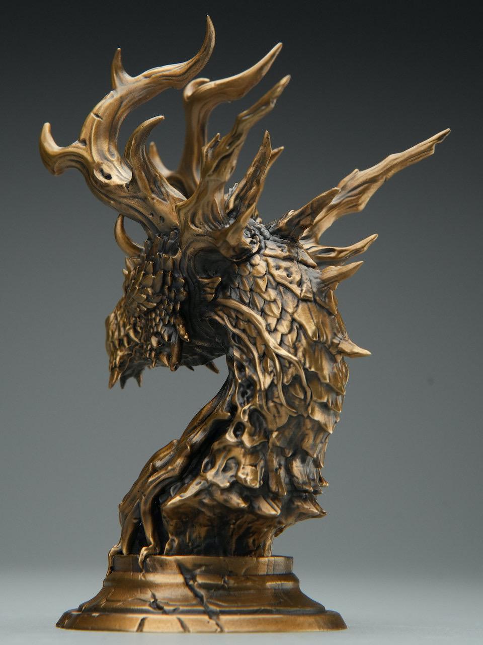 Bronze Precision Crafted Forest Dragon Figurine, Mythical Dragon Statue Model, Fantasy Creature Art Toy Doll, Desk Paperweight, Pocket Hand